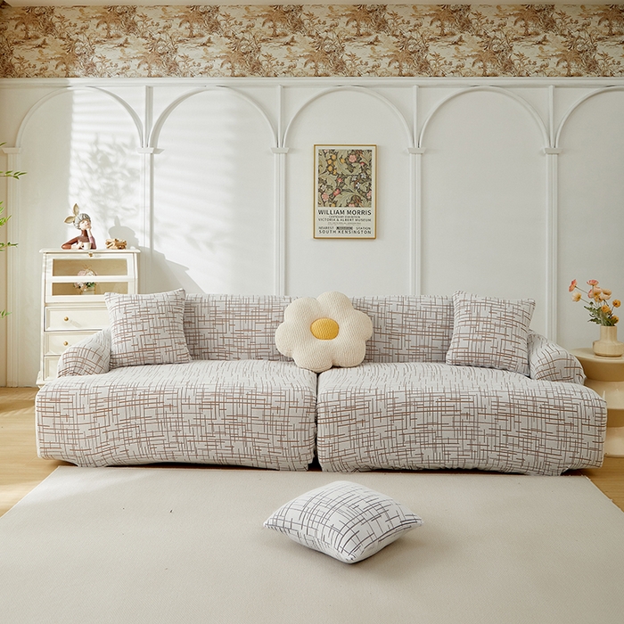 丝绮鹿 2025新款极简系列-沙发套松紧款（组合沙发图） 极简-咖