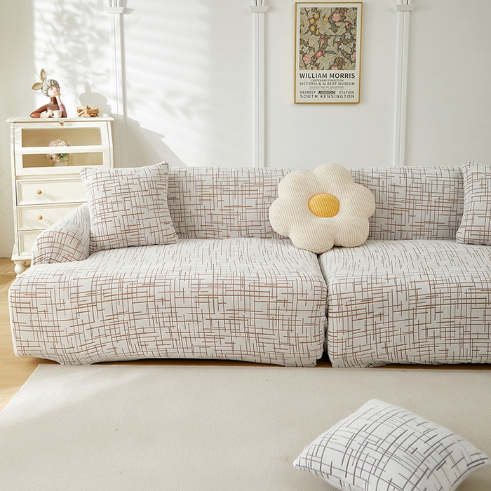 91家纺网 家纺一手货源 找家纺 丝绮鹿 2025新款极简系列-沙发套松紧款（组合沙发图） 极简-咖