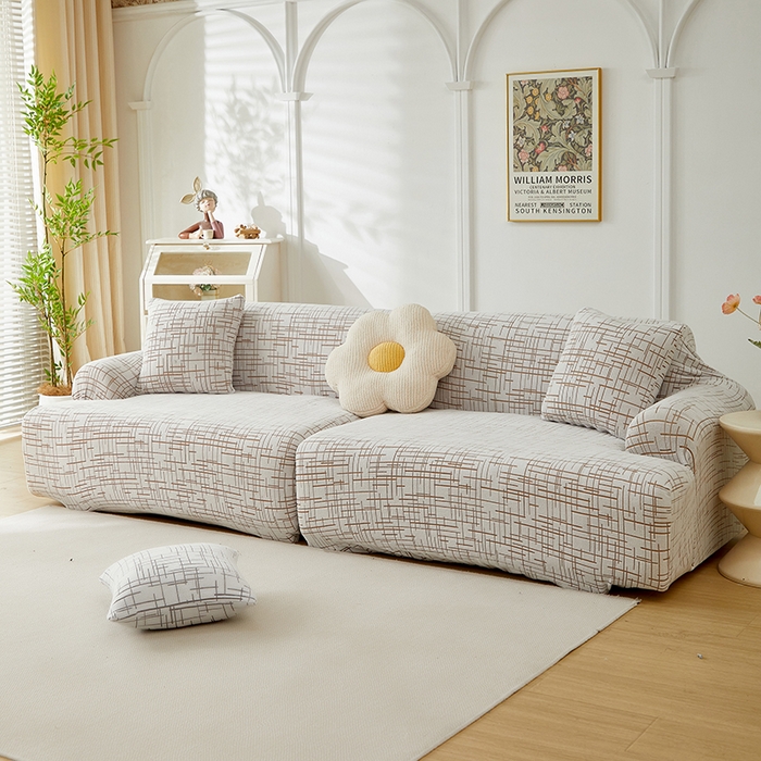 91家纺网 家纺一手货源 找家纺 丝绮鹿 2025新款极简系列-沙发套松紧款（组合沙发图） 极简-咖