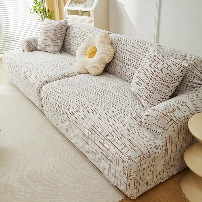 91家纺网 家纺一手货源 找家纺 丝绮鹿 2025新款极简系列-沙发套松紧款（组合沙发图） 极简-咖