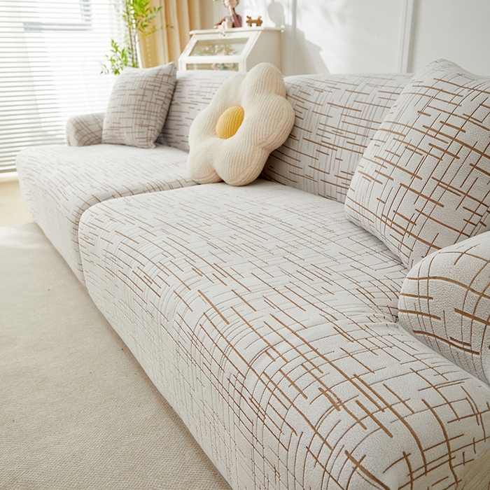 91家纺网 家纺一手货源 找家纺 丝绮鹿 2025新款极简系列-沙发套松紧款（组合沙发图） 极简-咖