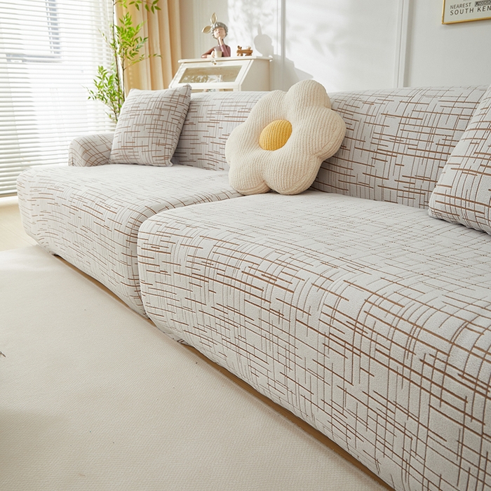 91家纺网 家纺一手货源 找家纺 丝绮鹿 2025新款极简系列-沙发套松紧款（组合沙发图） 极简-咖