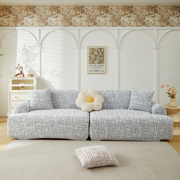 丝绮鹿 2025新款极简系列-沙发套松紧款（组合沙发图） 极简-蓝