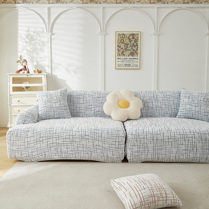 91家纺网 家纺一手货源 找家纺 丝绮鹿 2025新款极简系列-沙发套松紧款（组合沙发图） 极简-蓝