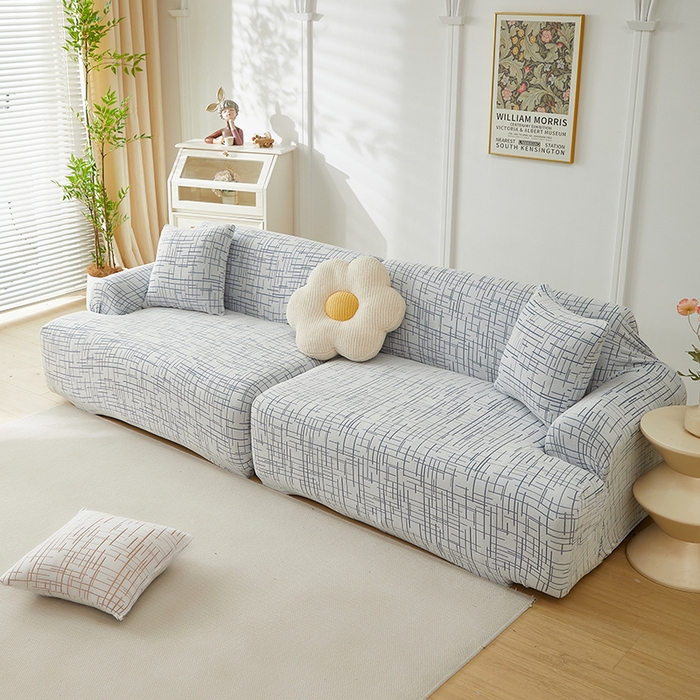 91家纺网 家纺一手货源 找家纺 丝绮鹿 2025新款极简系列-沙发套松紧款（组合沙发图） 极简-蓝