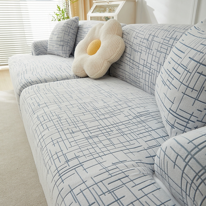 91家纺网 家纺一手货源 找家纺 丝绮鹿 2025新款极简系列-沙发套松紧款（组合沙发图） 极简-蓝