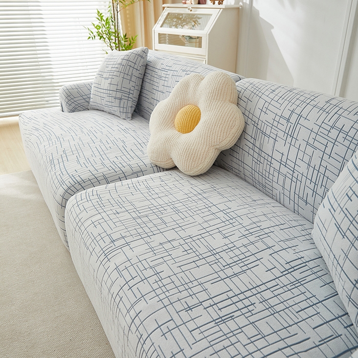 91家纺网 家纺一手货源 找家纺 丝绮鹿 2025新款极简系列-沙发套松紧款（组合沙发图） 极简-蓝