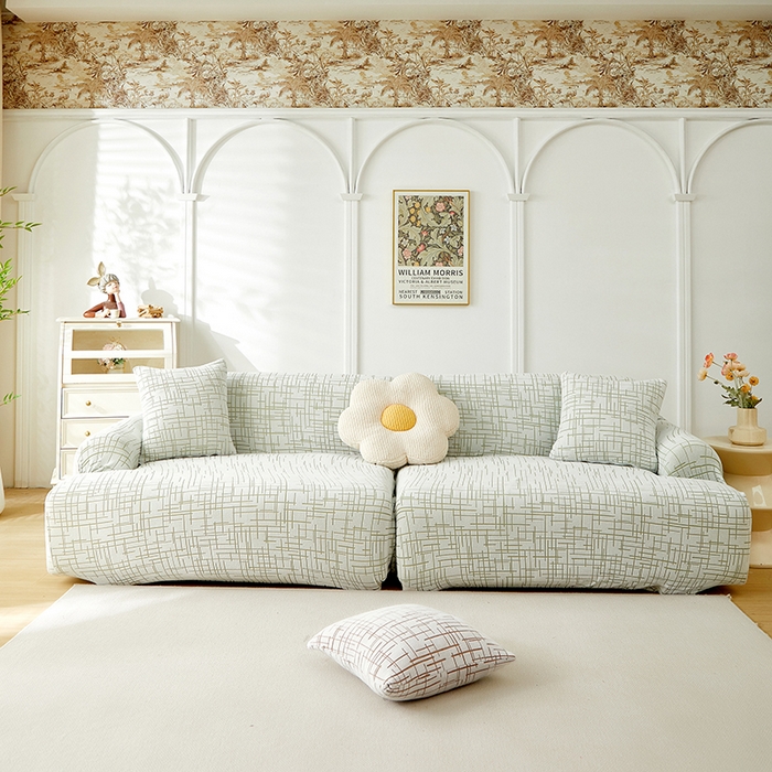 丝绮鹿 2025新款极简系列-沙发套松紧款（组合沙发图） 极简-绿