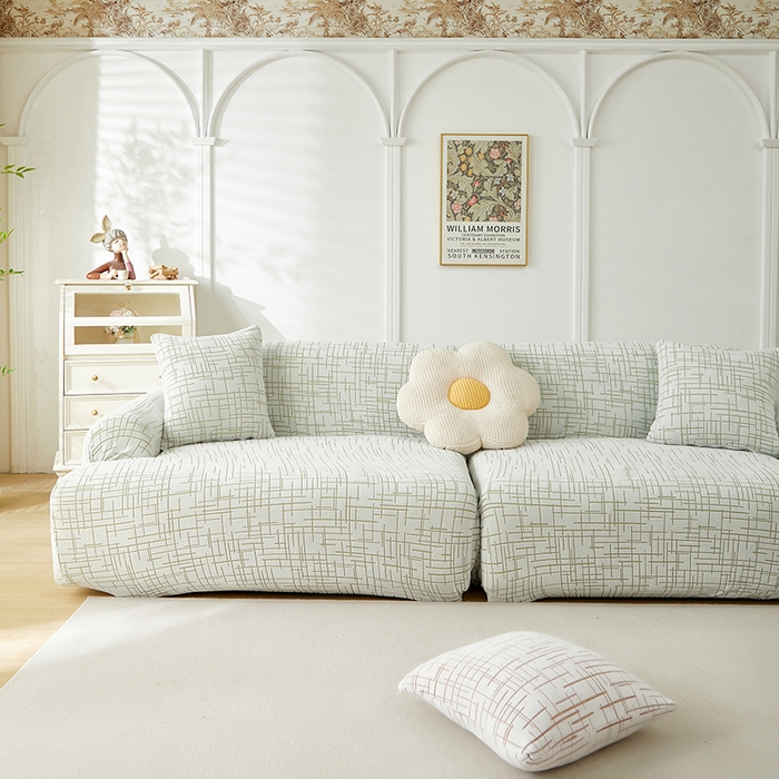 91家纺网 家纺一手货源 找家纺 丝绮鹿 2025新款极简系列-沙发套松紧款（组合沙发图） 极简-绿