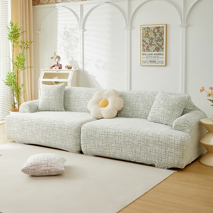 91家纺网 家纺一手货源 找家纺 丝绮鹿 2025新款极简系列-沙发套松紧款（组合沙发图） 极简-绿