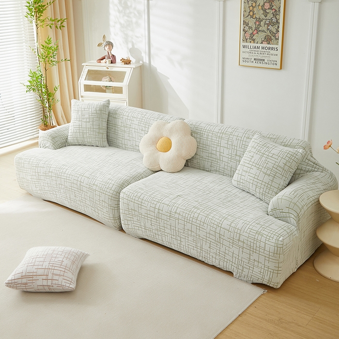 91家纺网 家纺一手货源 找家纺 丝绮鹿 2025新款极简系列-沙发套松紧款（组合沙发图） 极简-绿