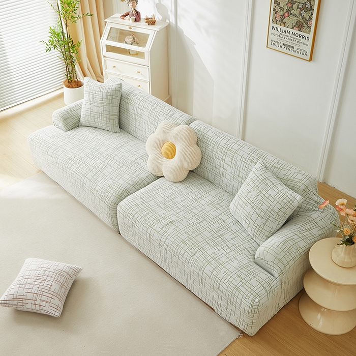 91家纺网 家纺一手货源 找家纺 丝绮鹿 2025新款极简系列-沙发套松紧款（组合沙发图） 极简-绿