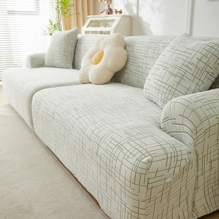 91家纺网 家纺一手货源 找家纺 丝绮鹿 2025新款极简系列-沙发套松紧款（组合沙发图） 极简-绿