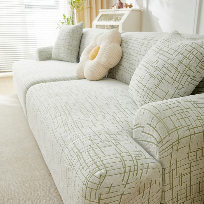 91家纺网 家纺一手货源 找家纺 丝绮鹿 2025新款极简系列-沙发套松紧款（组合沙发图） 极简-绿