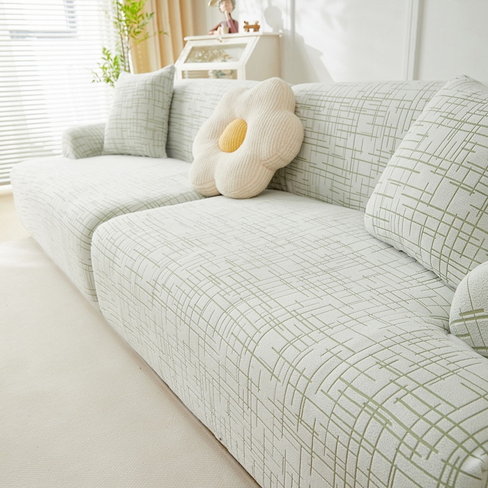 91家纺网 家纺一手货源 找家纺 丝绮鹿 2025新款极简系列-沙发套松紧款（组合沙发图） 极简-绿