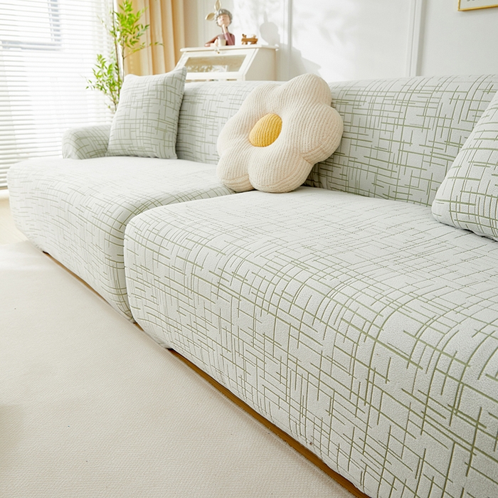 91家纺网 家纺一手货源 找家纺 丝绮鹿 2025新款极简系列-沙发套松紧款（组合沙发图） 极简-绿