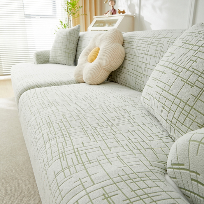 91家纺网 家纺一手货源 找家纺 丝绮鹿 2025新款极简系列-沙发套松紧款（组合沙发图） 极简-绿