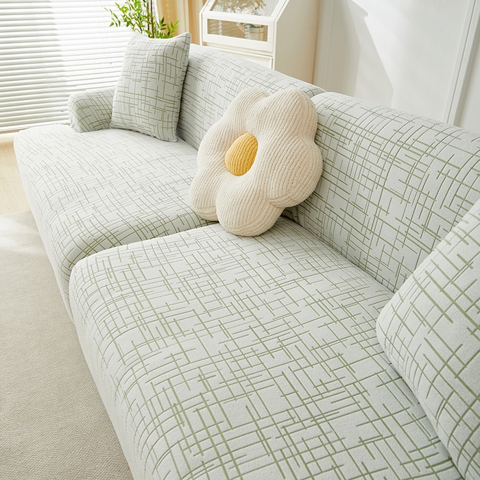 91家纺网 家纺一手货源 找家纺 丝绮鹿 2025新款极简系列-沙发套松紧款（组合沙发图） 极简-绿