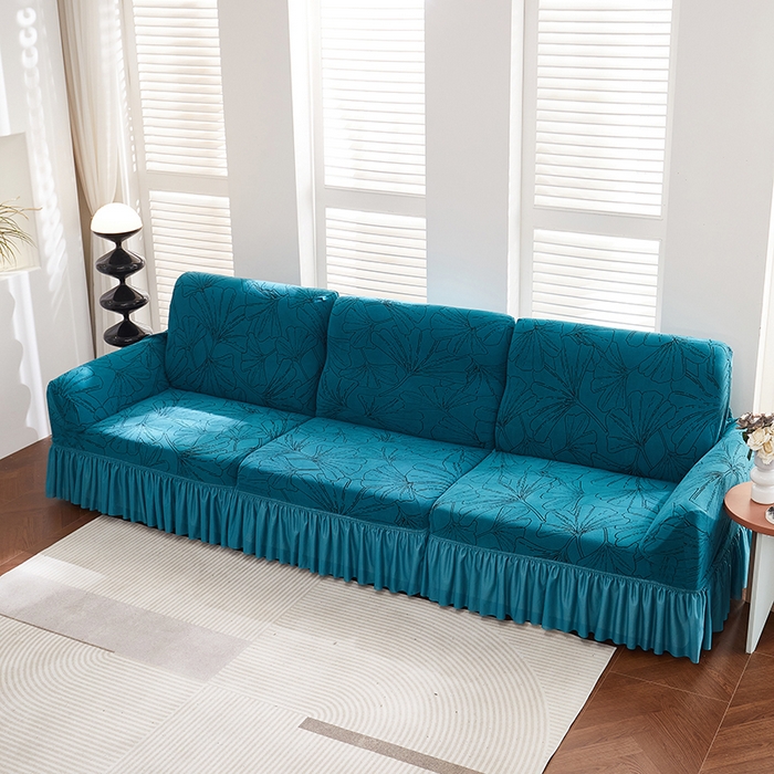 91家纺网 家纺一手货源 找家纺 （总）丝绮鹿 2025新款银杏叶系列-沙发套裙边款