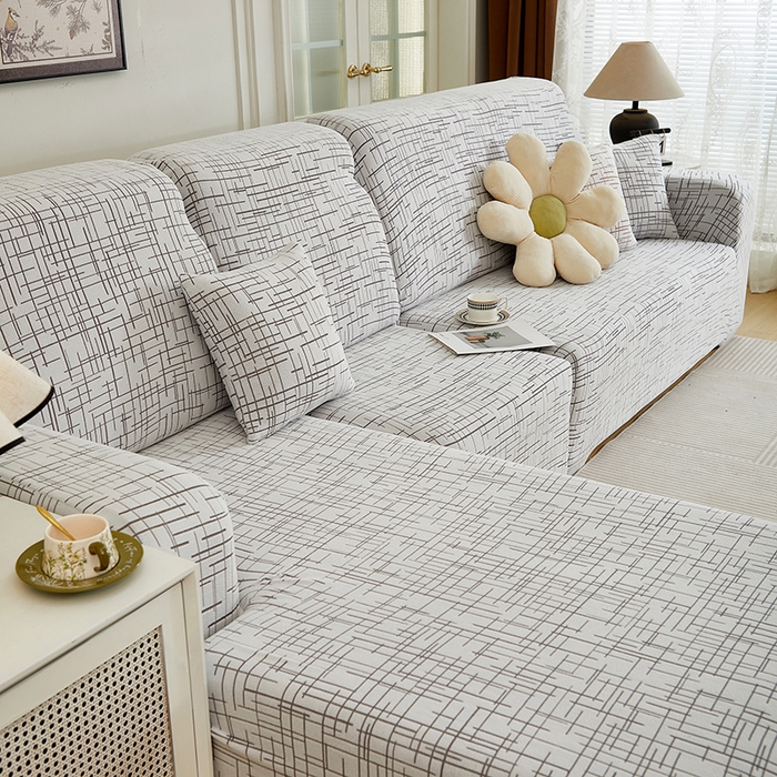 91家纺网 家纺一手货源 找家纺 丝绮鹿 2025新款极简系列-沙发套松紧款（贵妃图） 极简-灰