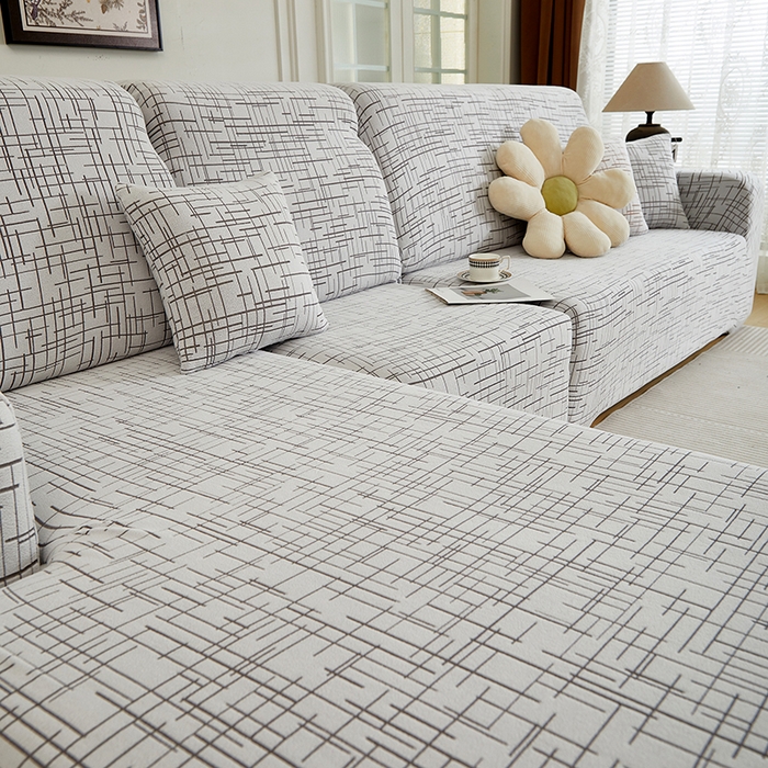 91家纺网 家纺一手货源 找家纺 丝绮鹿 2025新款极简系列-沙发套松紧款（贵妃图） 极简-灰