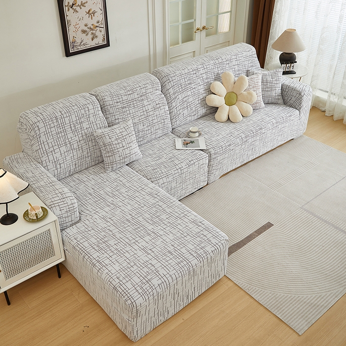 91家纺网 家纺一手货源 找家纺 丝绮鹿 2025新款极简系列-沙发套松紧款（贵妃图） 极简-灰