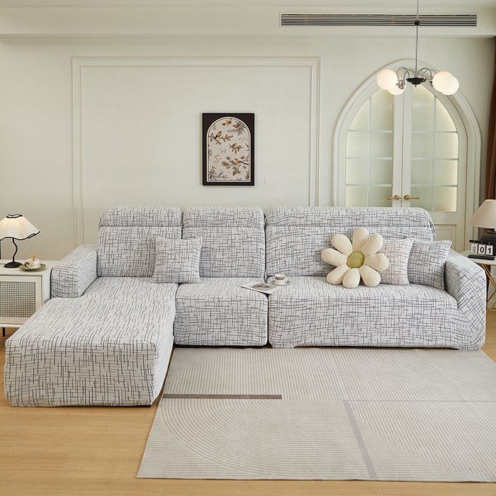 91家纺网 家纺一手货源 找家纺 丝绮鹿 2025新款极简系列-沙发套松紧款（贵妃图） 极简-灰