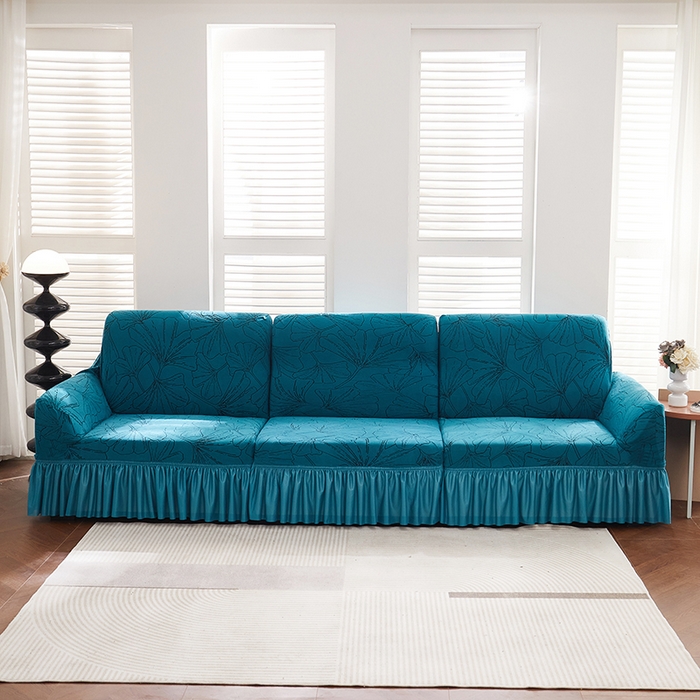 丝绮鹿 2025新款银杏叶系列-沙发套裙边款 黛蓝