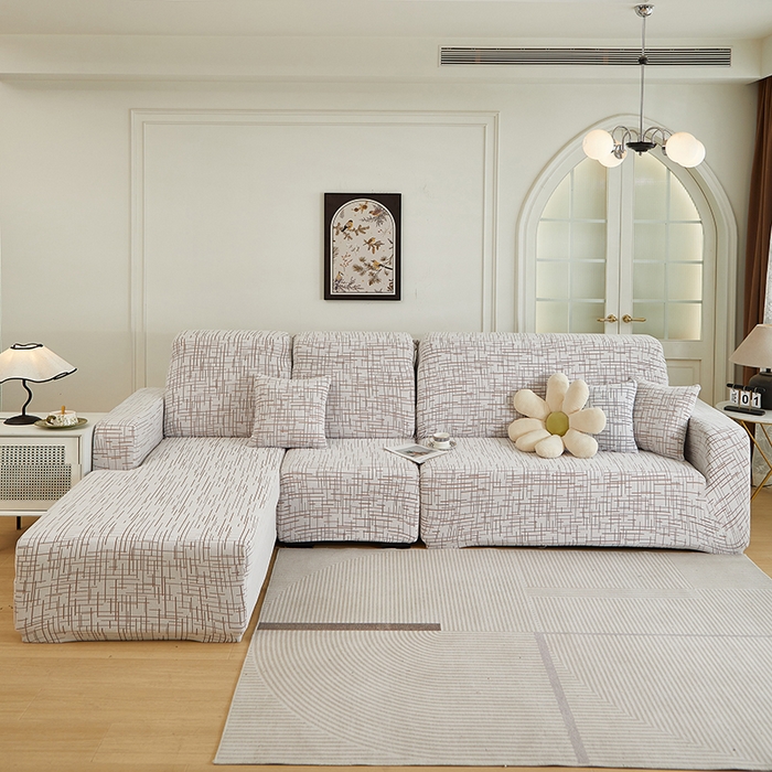 91家纺网 家纺一手货源 找家纺 丝绮鹿 2025新款极简系列-沙发套松紧款（贵妃图） 极简-咖