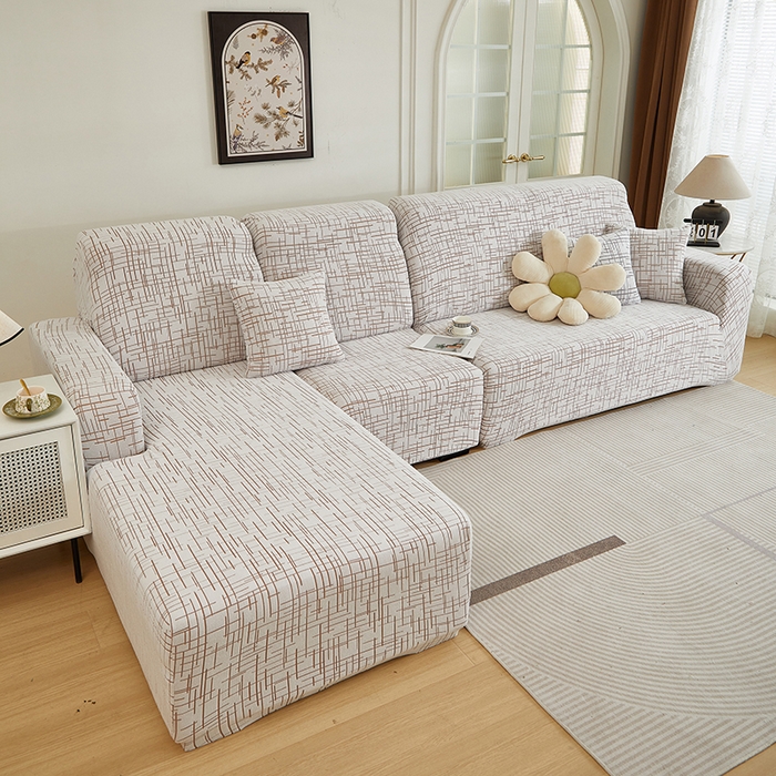 91家纺网 家纺一手货源 找家纺 丝绮鹿 2025新款极简系列-沙发套松紧款（贵妃图） 极简-咖