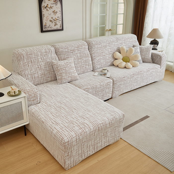 91家纺网 家纺一手货源 找家纺 丝绮鹿 2025新款极简系列-沙发套松紧款（贵妃图） 极简-咖