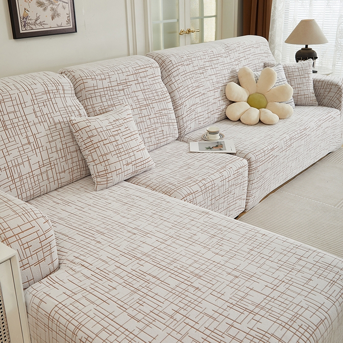 91家纺网 家纺一手货源 找家纺 丝绮鹿 2025新款极简系列-沙发套松紧款（贵妃图） 极简-咖