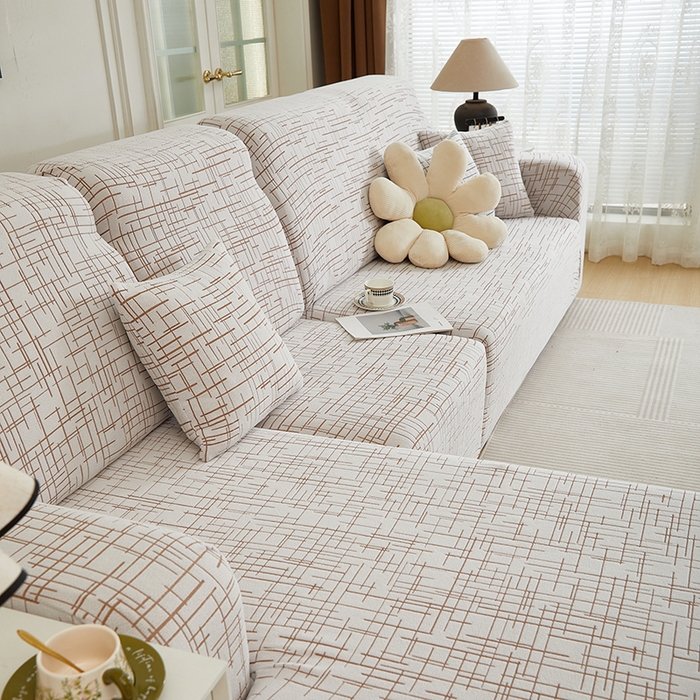 91家纺网 家纺一手货源 找家纺 丝绮鹿 2025新款极简系列-沙发套松紧款（贵妃图） 极简-咖