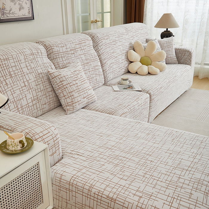 91家纺网 家纺一手货源 找家纺 丝绮鹿 2025新款极简系列-沙发套松紧款（贵妃图） 极简-咖