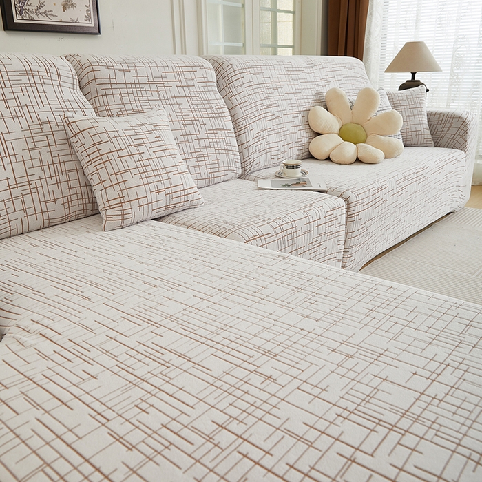 91家纺网 家纺一手货源 找家纺 丝绮鹿 2025新款极简系列-沙发套松紧款（贵妃图） 极简-咖