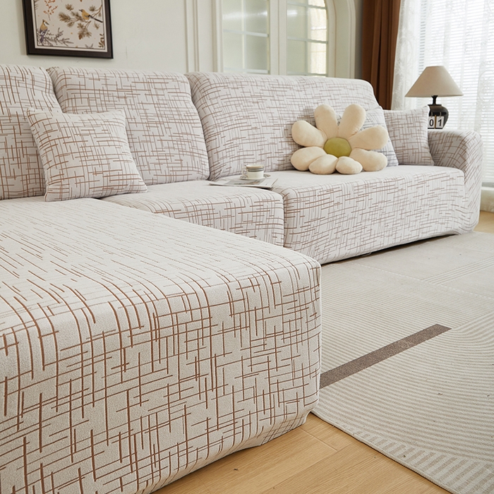 91家纺网 家纺一手货源 找家纺 丝绮鹿 2025新款极简系列-沙发套松紧款（贵妃图） 极简-咖