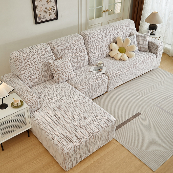 91家纺网 家纺一手货源 找家纺 丝绮鹿 2025新款极简系列-沙发套松紧款（贵妃图） 极简-咖