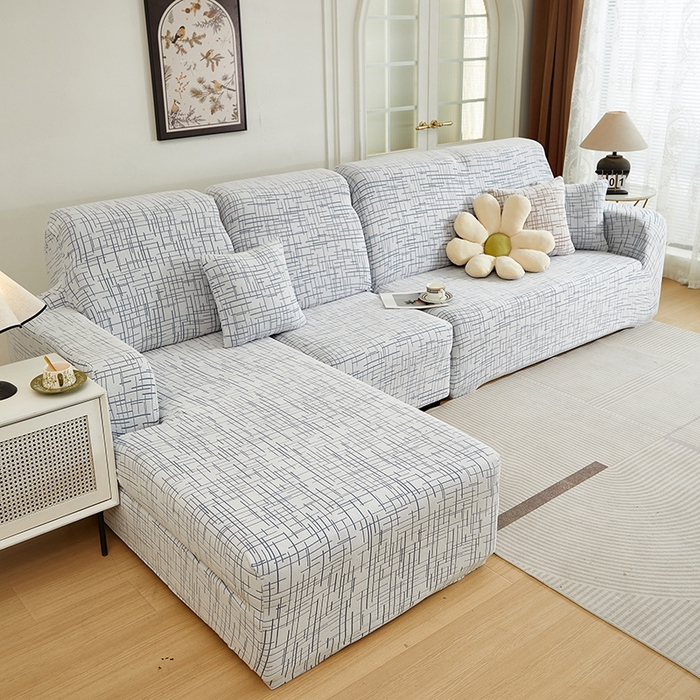 91家纺网 家纺一手货源 找家纺 丝绮鹿 2025新款极简系列-沙发套松紧款（贵妃图） 极简-蓝