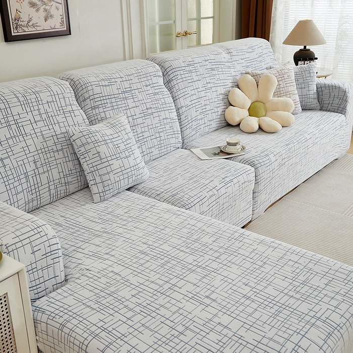 91家纺网 家纺一手货源 找家纺 丝绮鹿 2025新款极简系列-沙发套松紧款（贵妃图） 极简-蓝