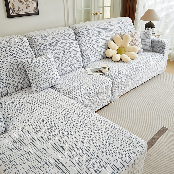 91家纺网 家纺一手货源 找家纺 丝绮鹿 2025新款极简系列-沙发套松紧款（贵妃图） 极简-蓝