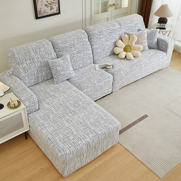 91家纺网 家纺一手货源 找家纺 丝绮鹿 2025新款极简系列-沙发套松紧款（贵妃图） 极简-蓝