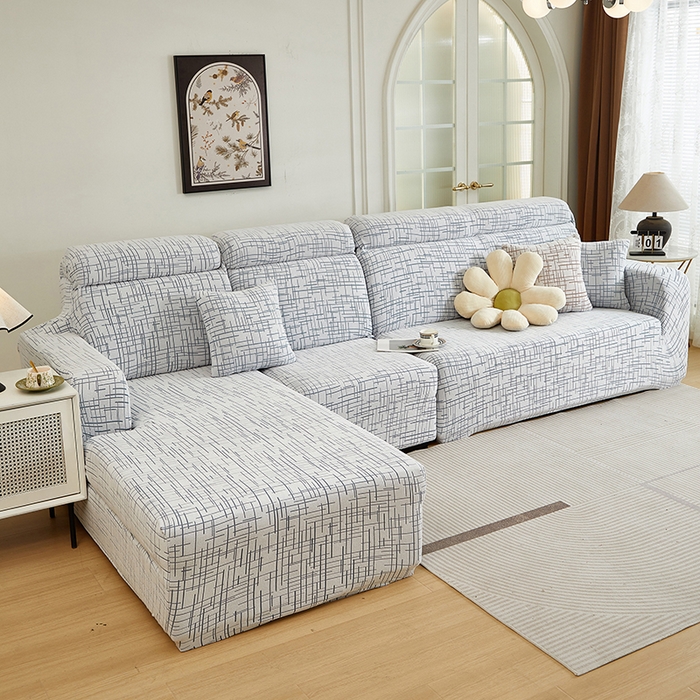 91家纺网 家纺一手货源 找家纺 丝绮鹿 2025新款极简系列-沙发套松紧款（贵妃图） 极简-蓝