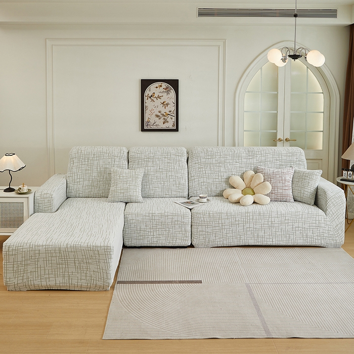 91家纺网 家纺一手货源 找家纺 丝绮鹿 2025新款极简系列-沙发套松紧款（贵妃图） 极简-绿