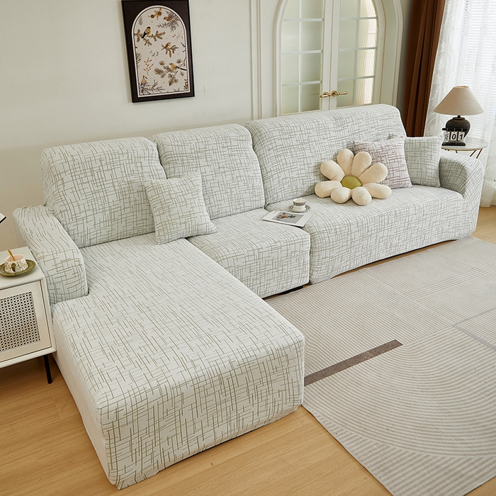 91家纺网 家纺一手货源 找家纺 丝绮鹿 2025新款极简系列-沙发套松紧款（贵妃图） 极简-绿