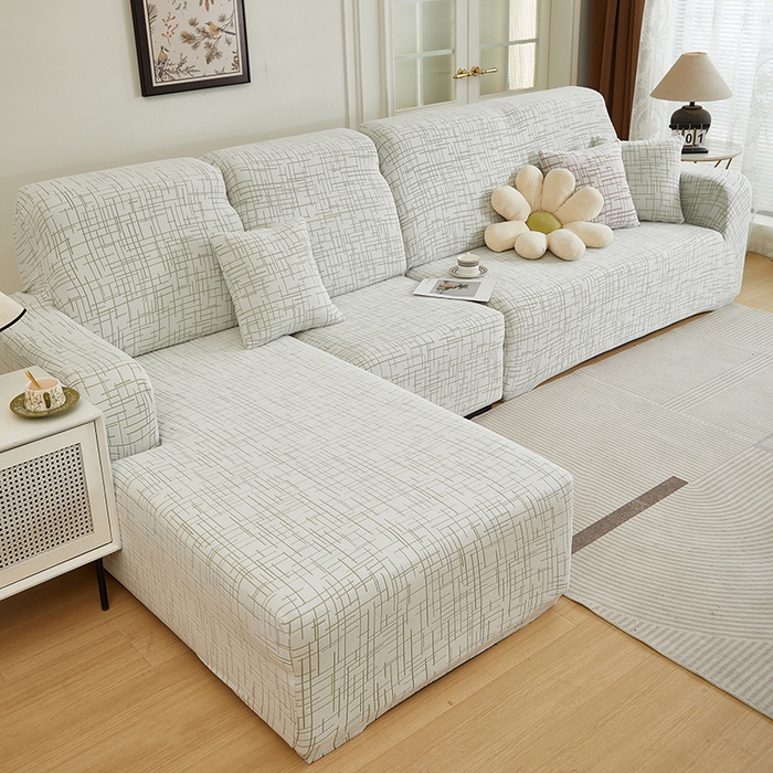 91家纺网 家纺一手货源 找家纺 丝绮鹿 2025新款极简系列-沙发套松紧款（贵妃图） 极简-绿