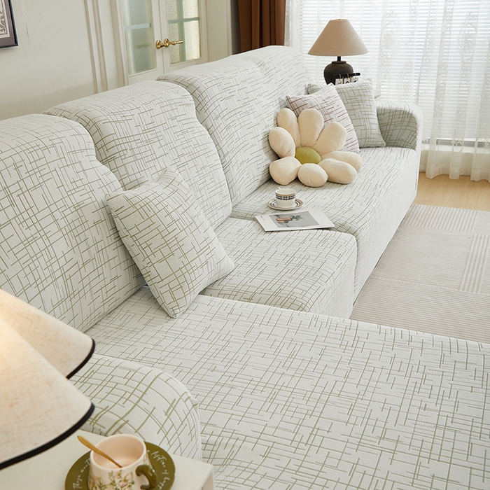 91家纺网 家纺一手货源 找家纺 丝绮鹿 2025新款极简系列-沙发套松紧款（贵妃图） 极简-绿