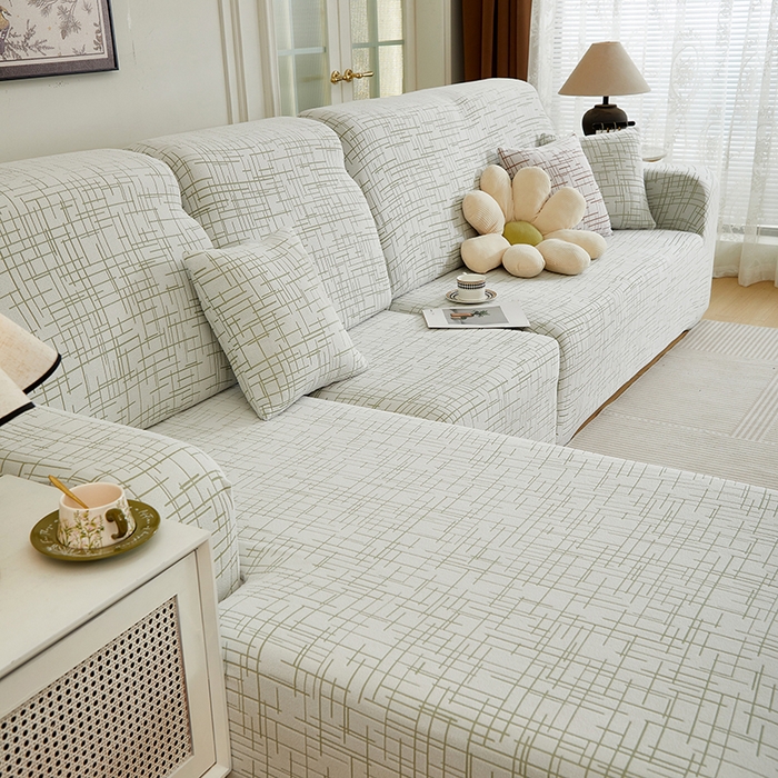 91家纺网 家纺一手货源 找家纺 丝绮鹿 2025新款极简系列-沙发套松紧款（贵妃图） 极简-绿