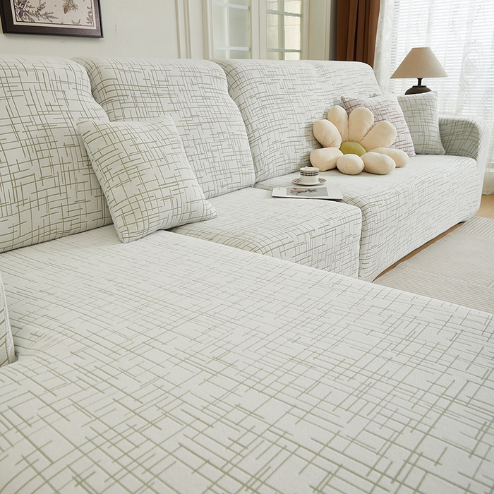 91家纺网 家纺一手货源 找家纺 丝绮鹿 2025新款极简系列-沙发套松紧款（贵妃图） 极简-绿