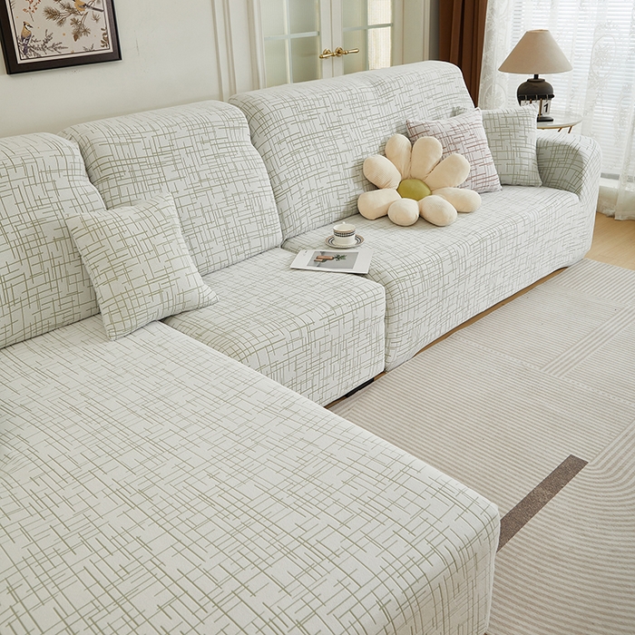 91家纺网 家纺一手货源 找家纺 丝绮鹿 2025新款极简系列-沙发套松紧款（贵妃图） 极简-绿