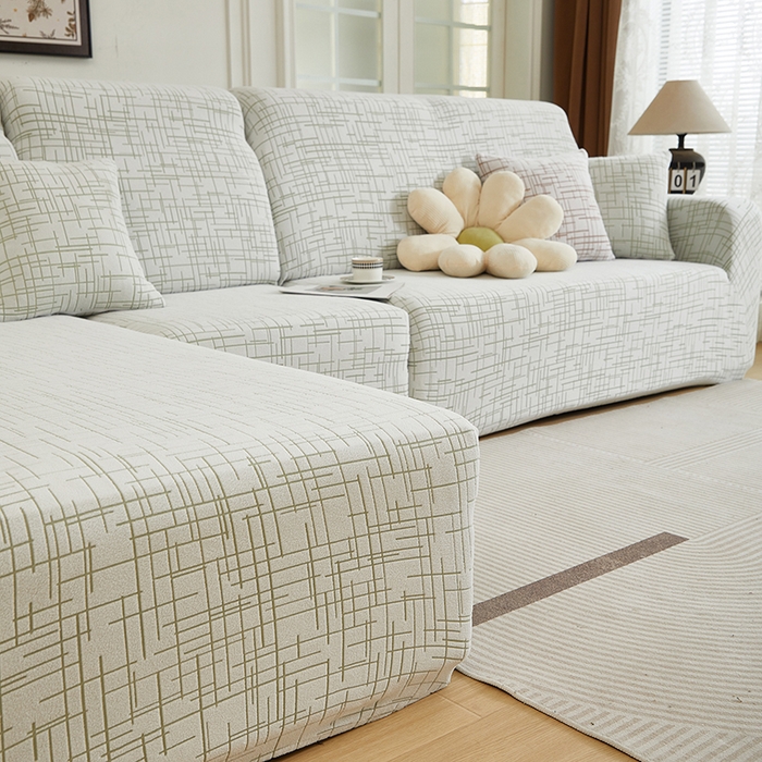 91家纺网 家纺一手货源 找家纺 丝绮鹿 2025新款极简系列-沙发套松紧款（贵妃图） 极简-绿